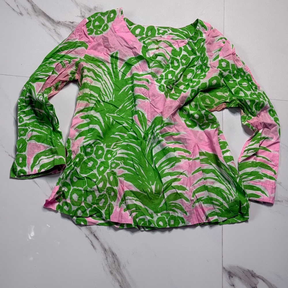 Lilly Pulitzer Vibrant Pink and Green Tunic. Size XL